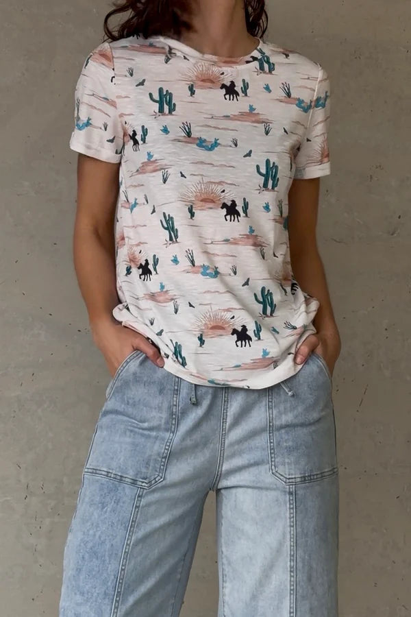 Wild West Cactus Short Sleeve Top