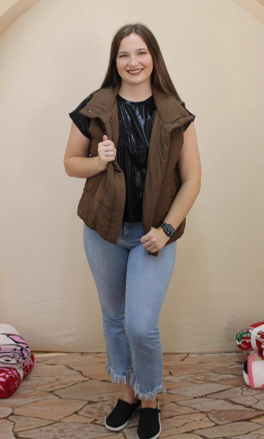 Brown Puff Vest