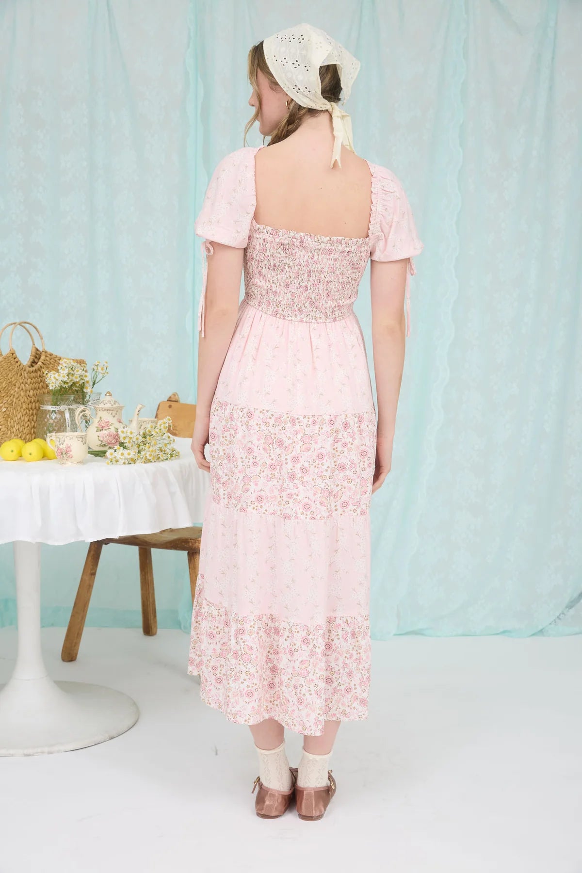 Colorblock Floral Smocked Maxi Dress