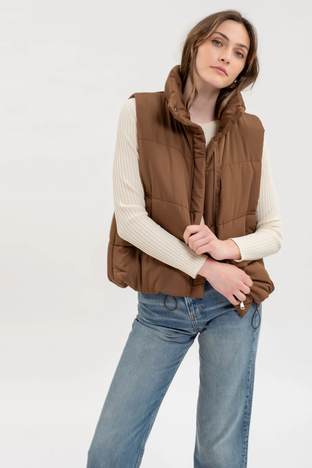 Brown Puff Vest