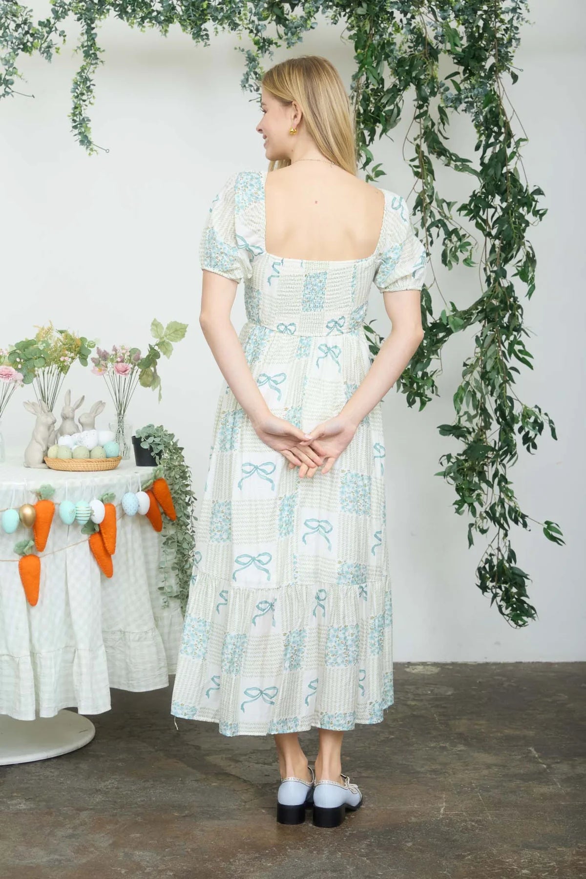 Sage Blossom Bow Dress