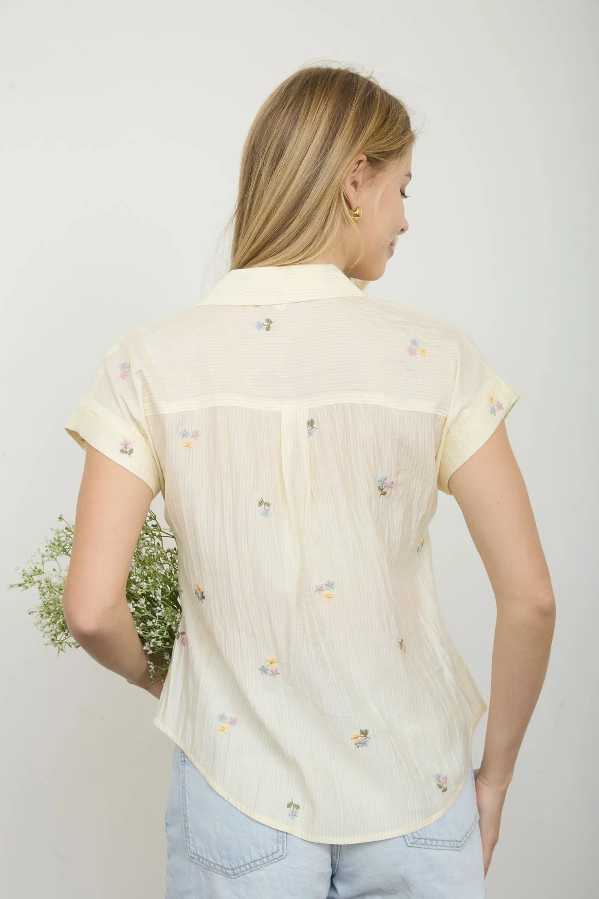 Sunny Bloom Pinstripe Top