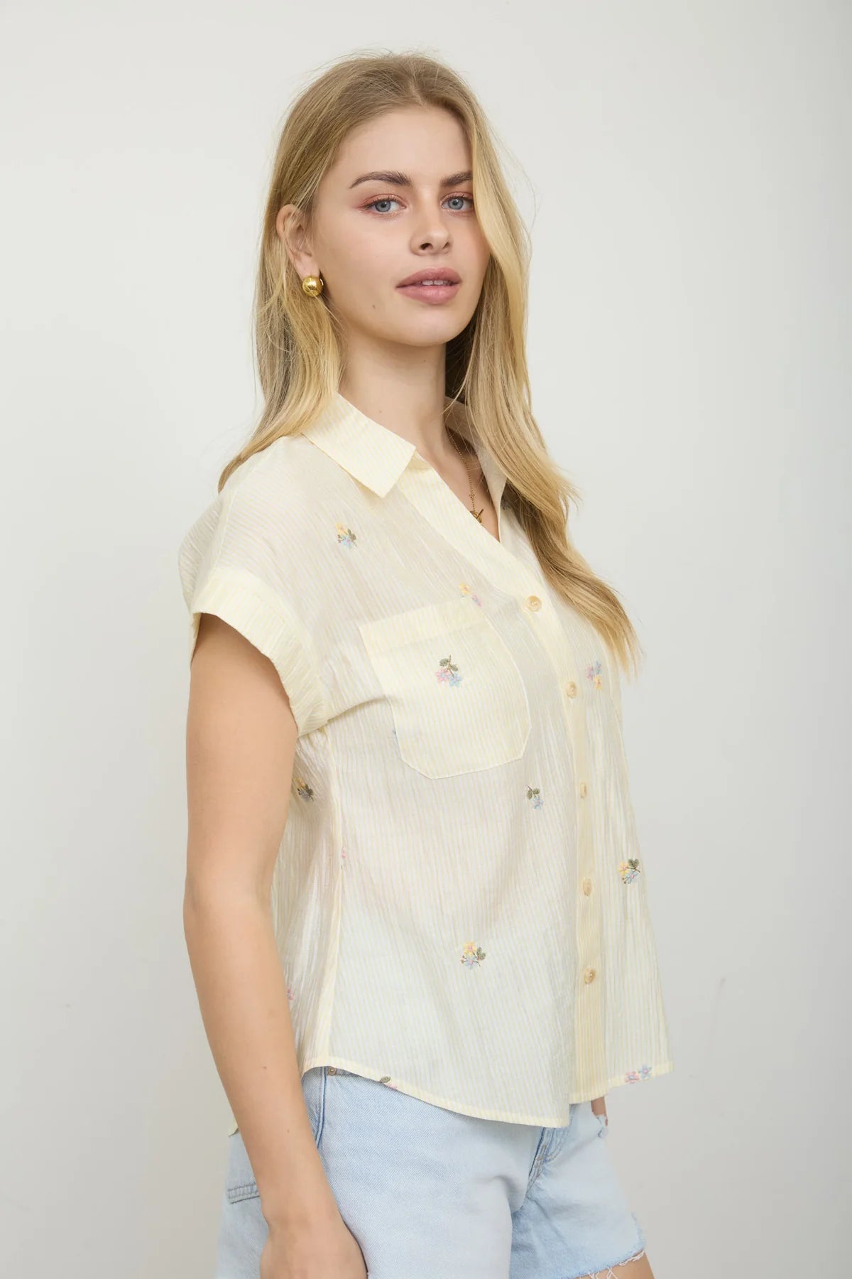 Sunny Bloom Pinstripe Top