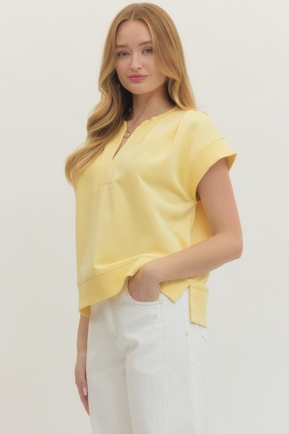 Yellow Sweatshirt Style Top