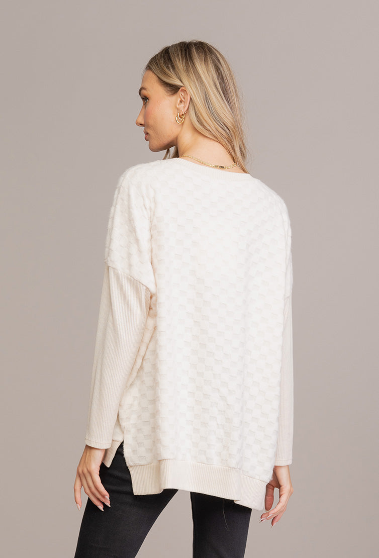 Cozy Ivory Checkered Top