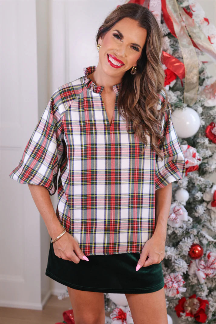 Festive Plaid Top