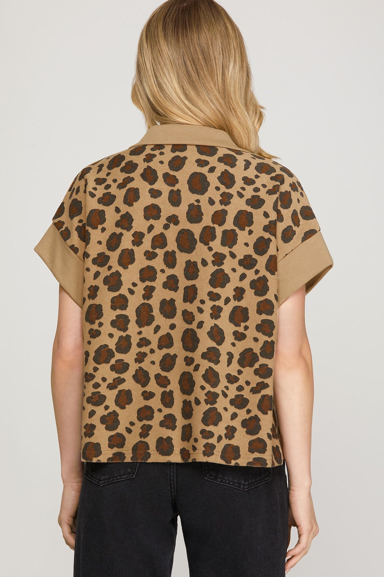 Leopard Knit Zipper Top