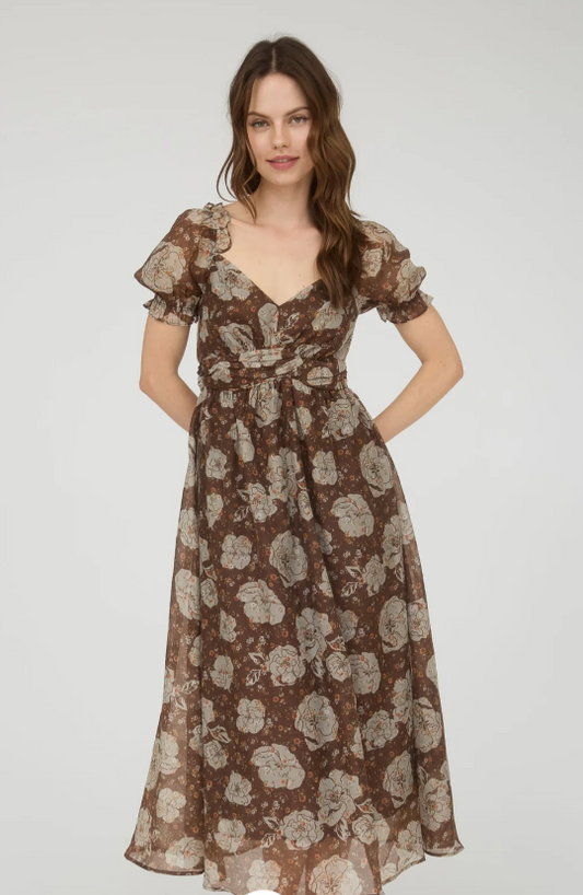 Brown Floral Dress