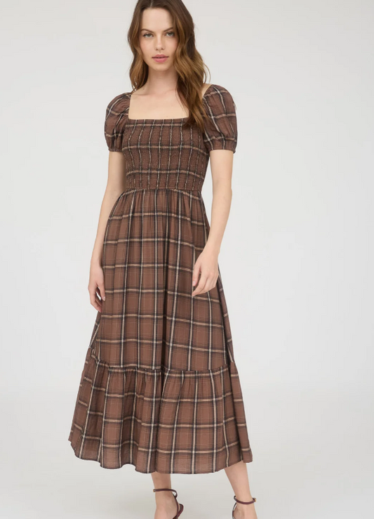 Brown Plaid Dress