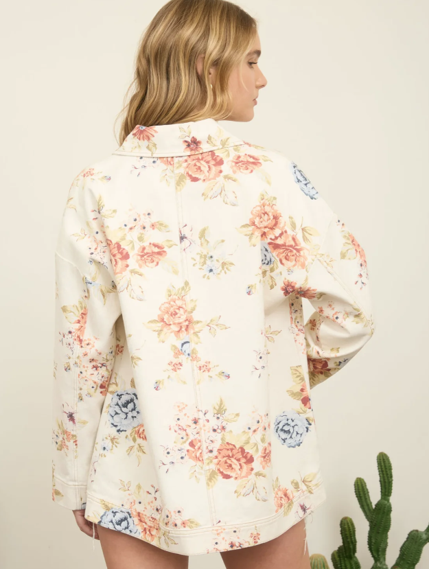 Ecru Floral Denim Jacket