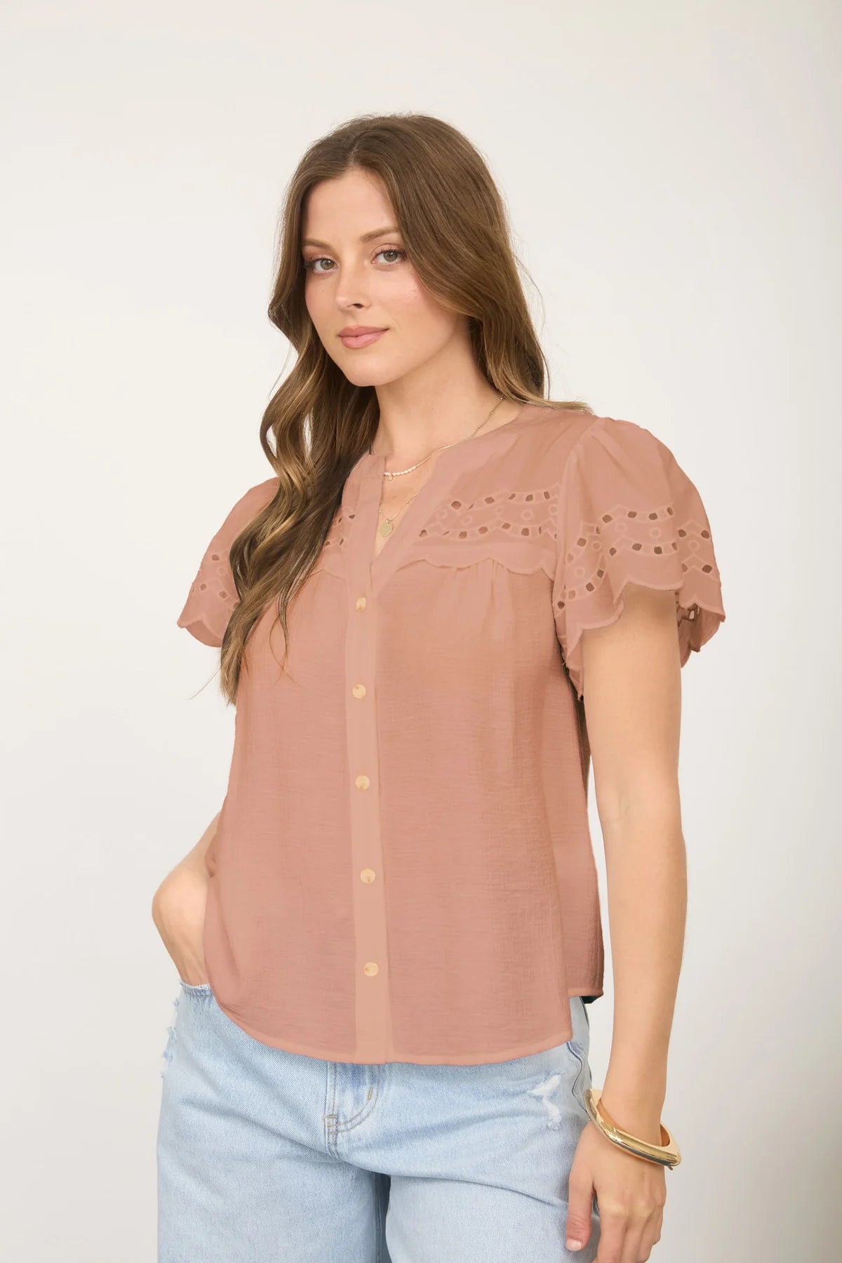 Blush & Bloom Eyelet Top