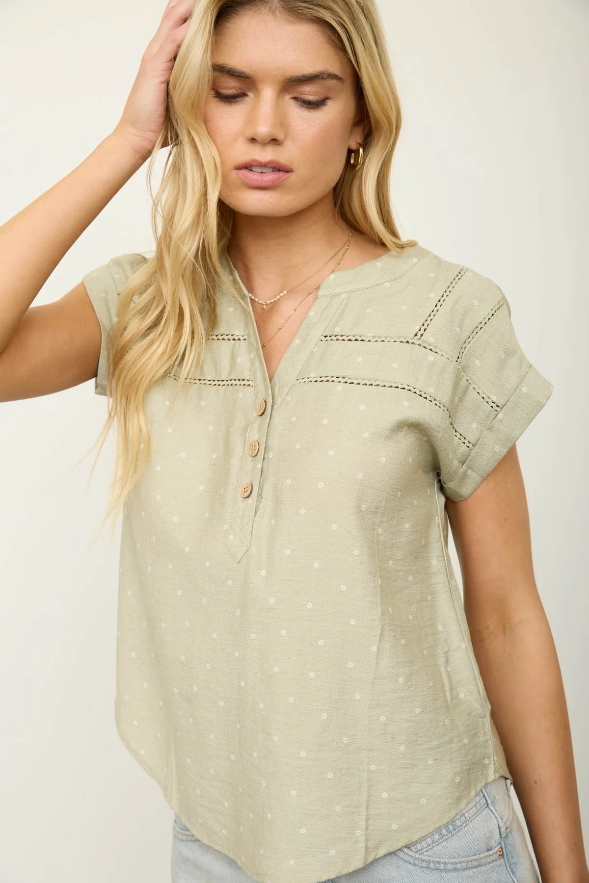 Breezy Dot Henley Top