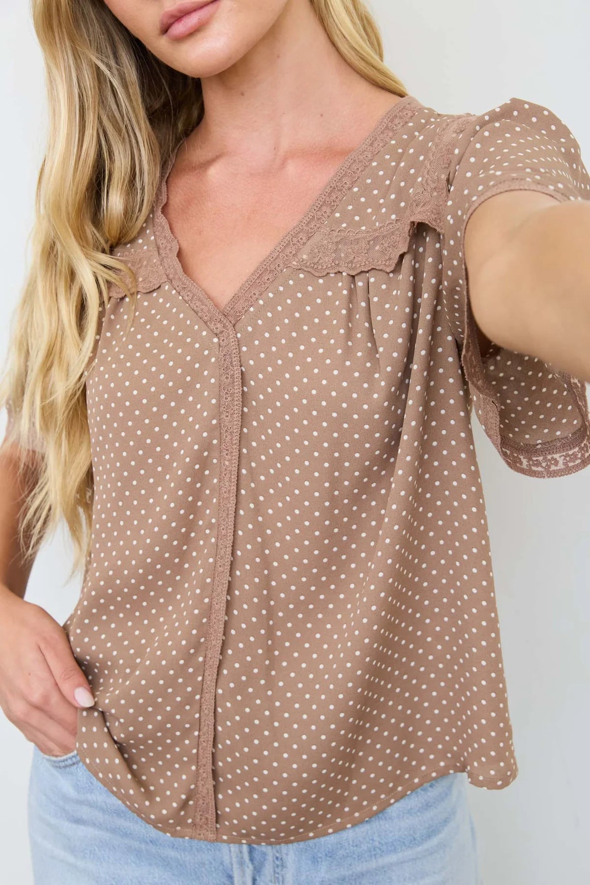 Brown Sugar Polka Dot Blouse