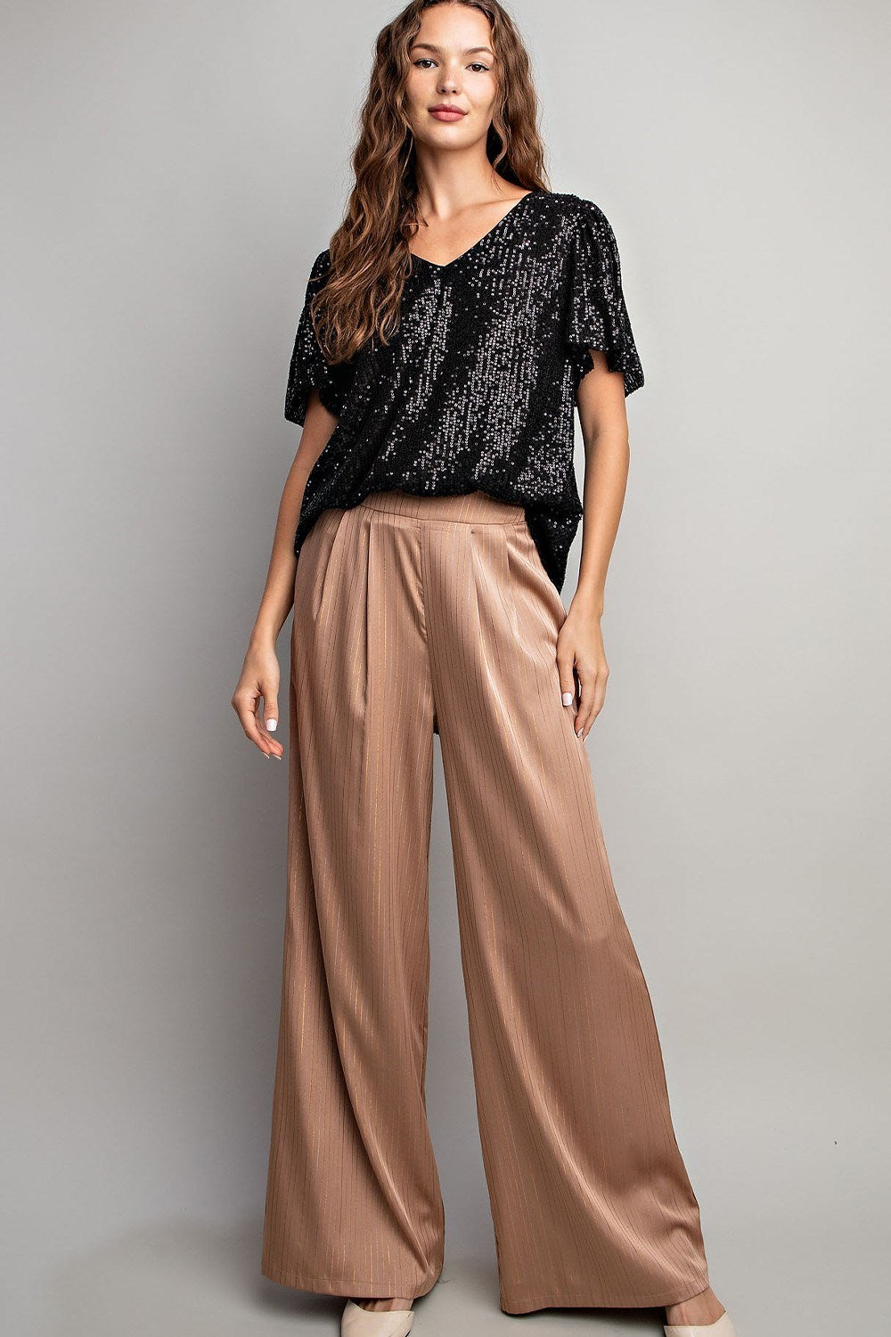 Sequin Puff Sleeve Blouse Top