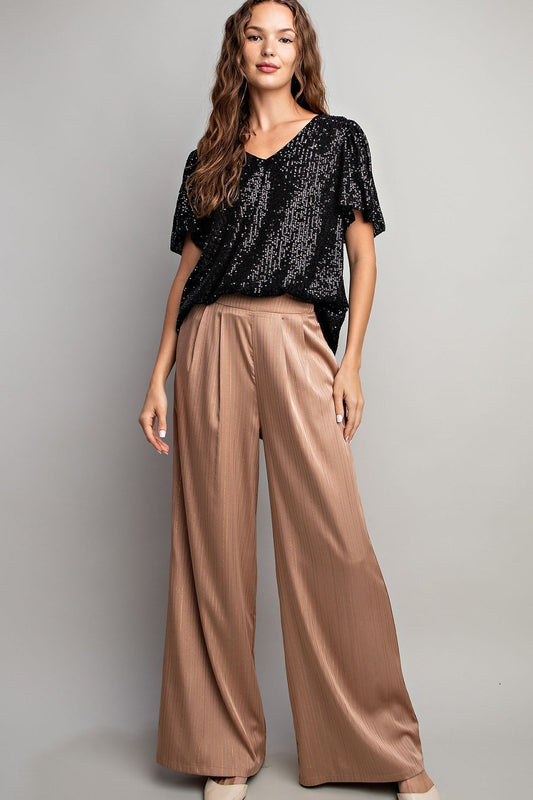 Sequin Puff Sleeve Blouse Top