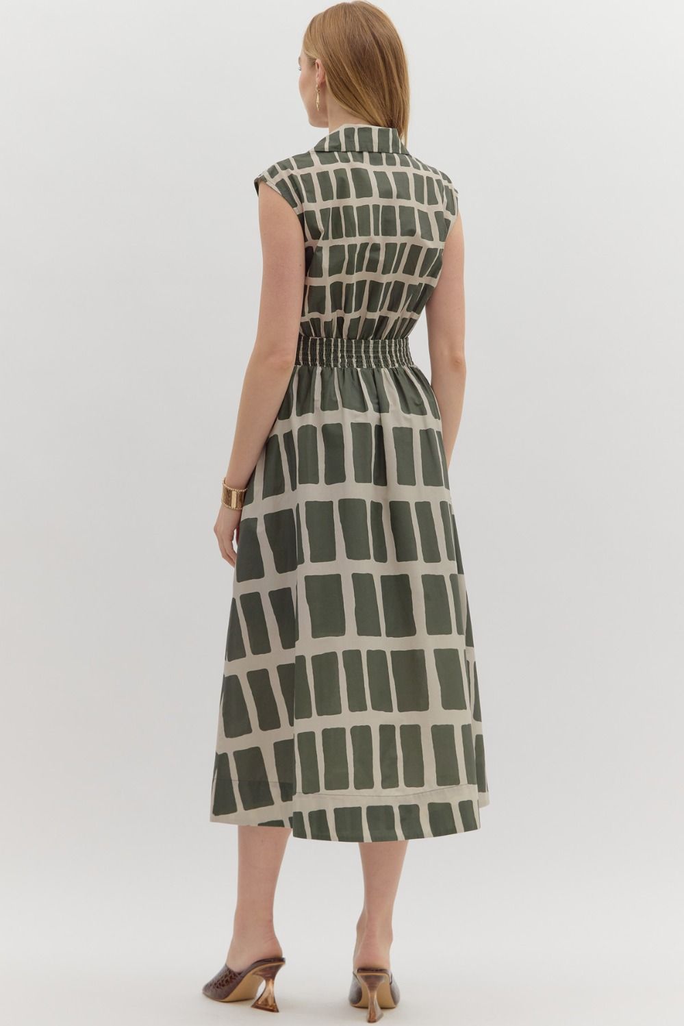 Abstract Olive Dress