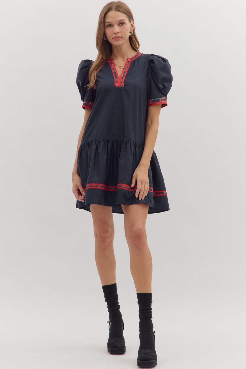 Navy Holiday Mini Dress