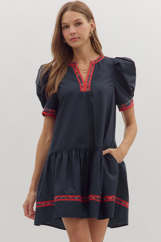 Navy Holiday Mini Dress