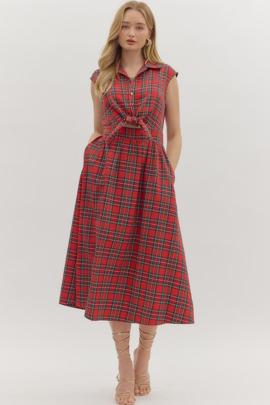 Holiday Plaid Midi Dress