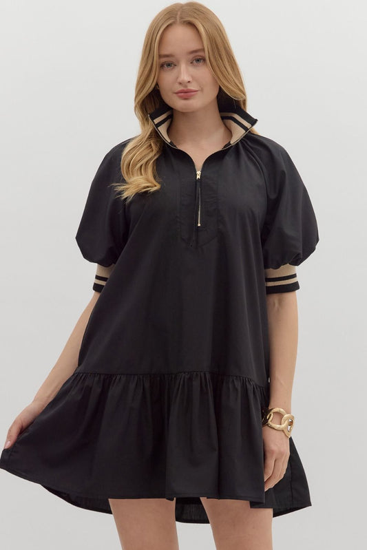 Stripe Comfort Black Mini Dress