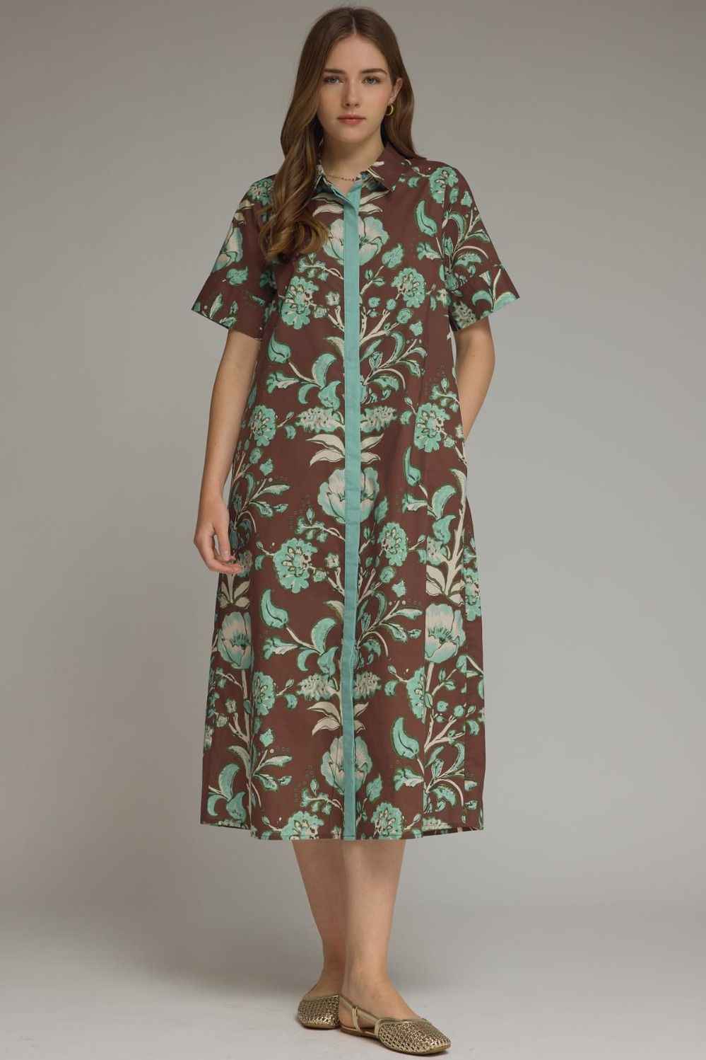Teal Chocolate Midi Dress