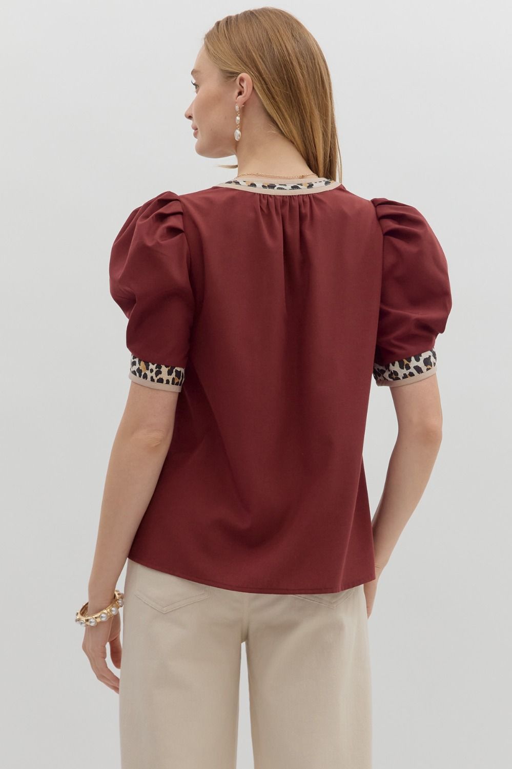 Leopard Stripe Merlot Top