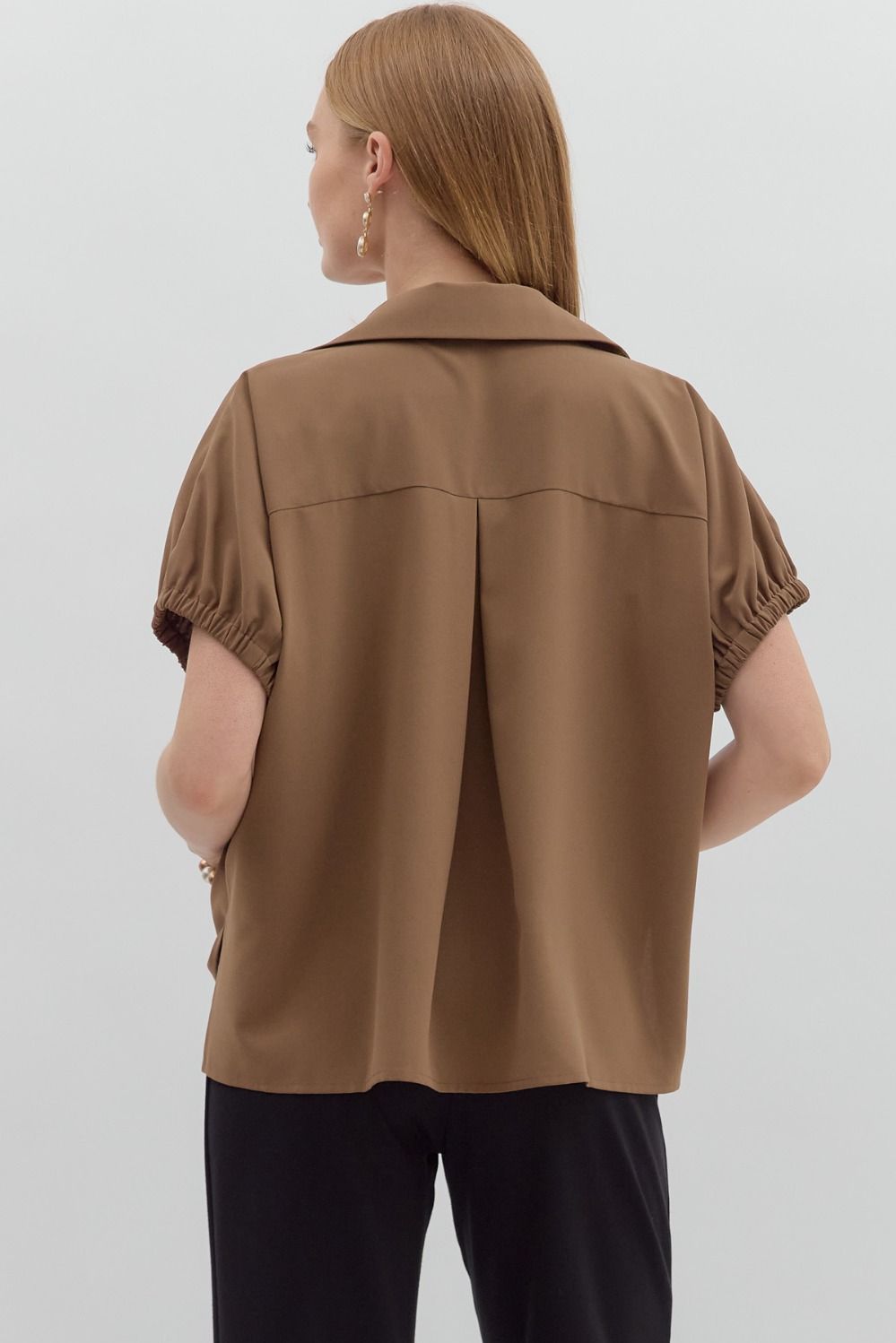 Effortlessly Chic: Mocha Solid Short Sleeve Top