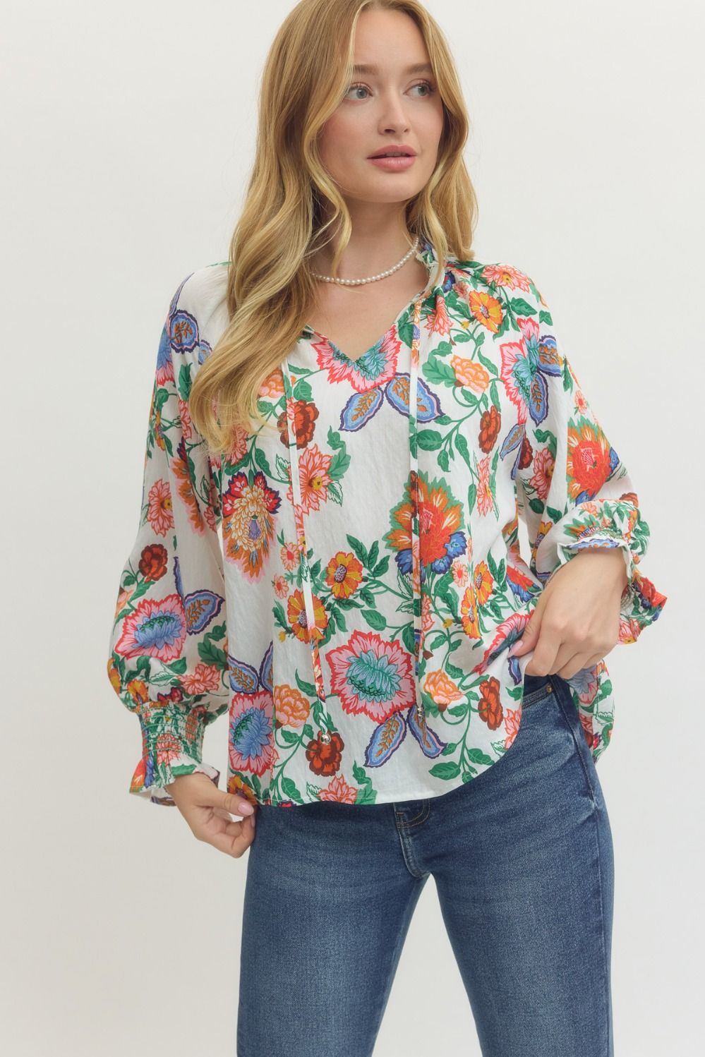 Bloom Tie-Neck Floral Top