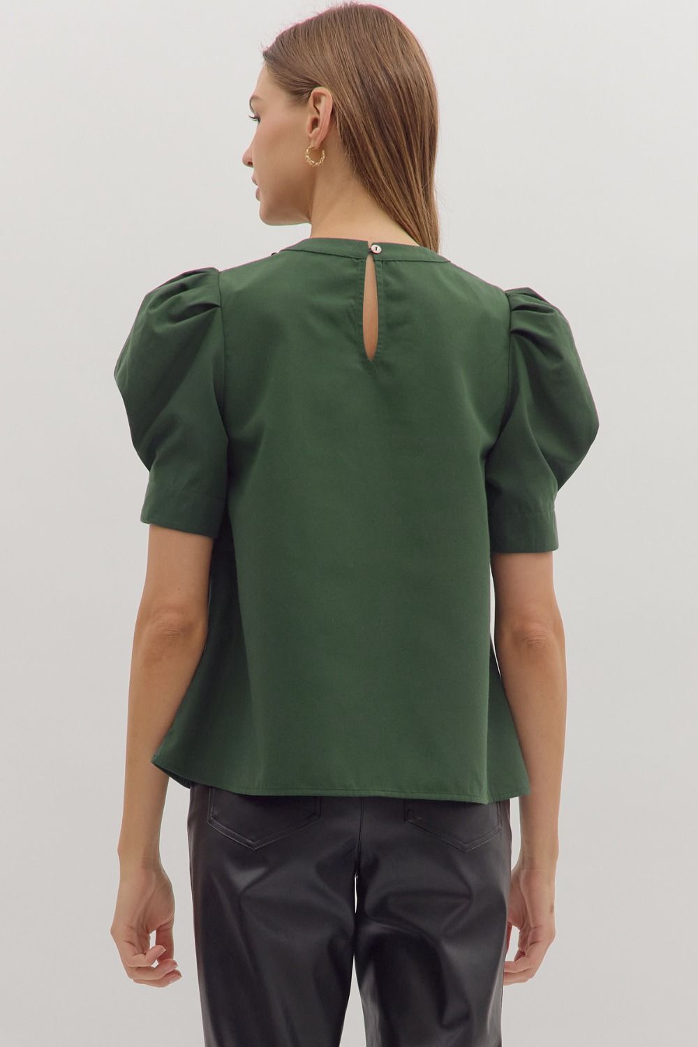 Embellished Bow Puff Sleeve Top