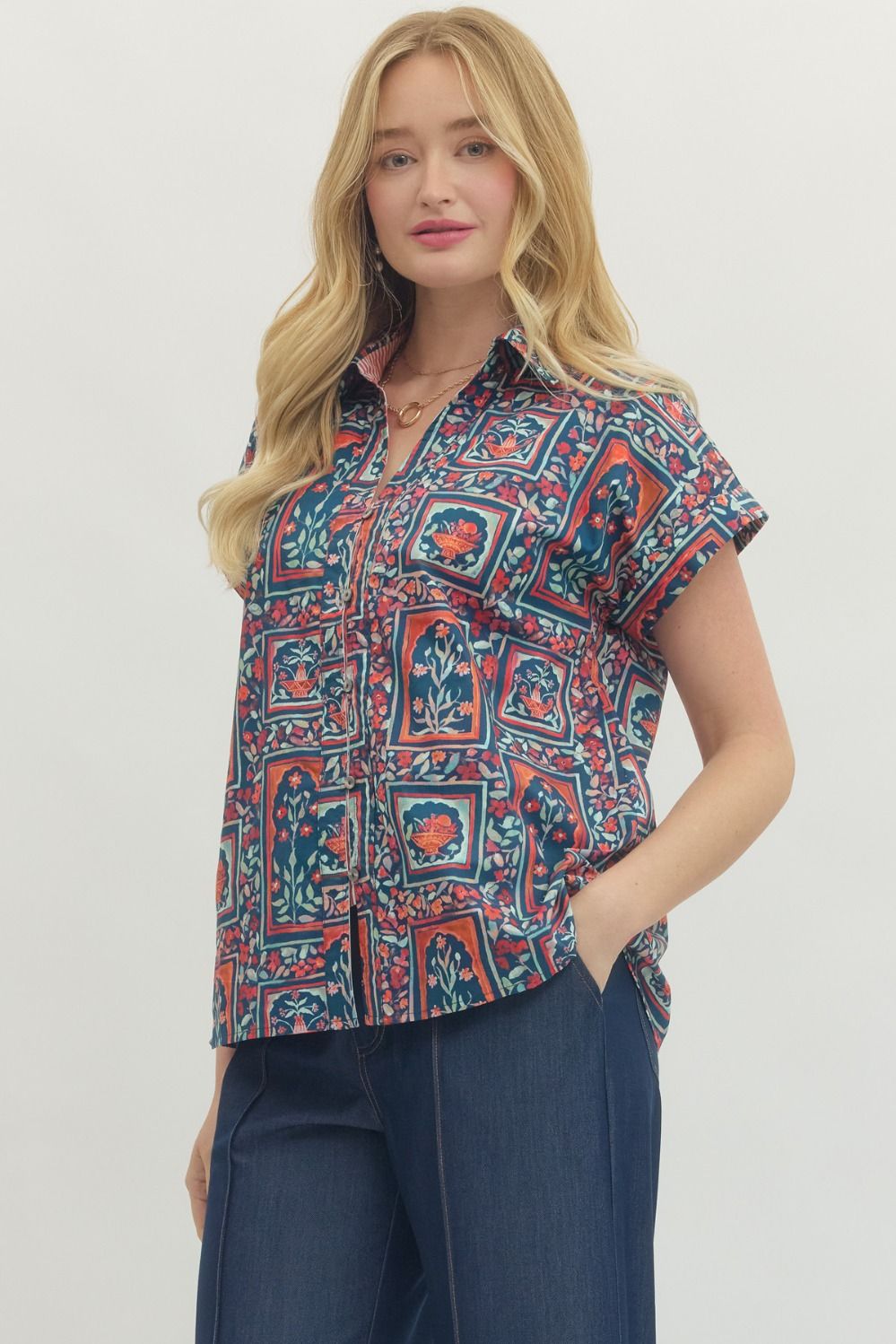 Blue Botanical Top