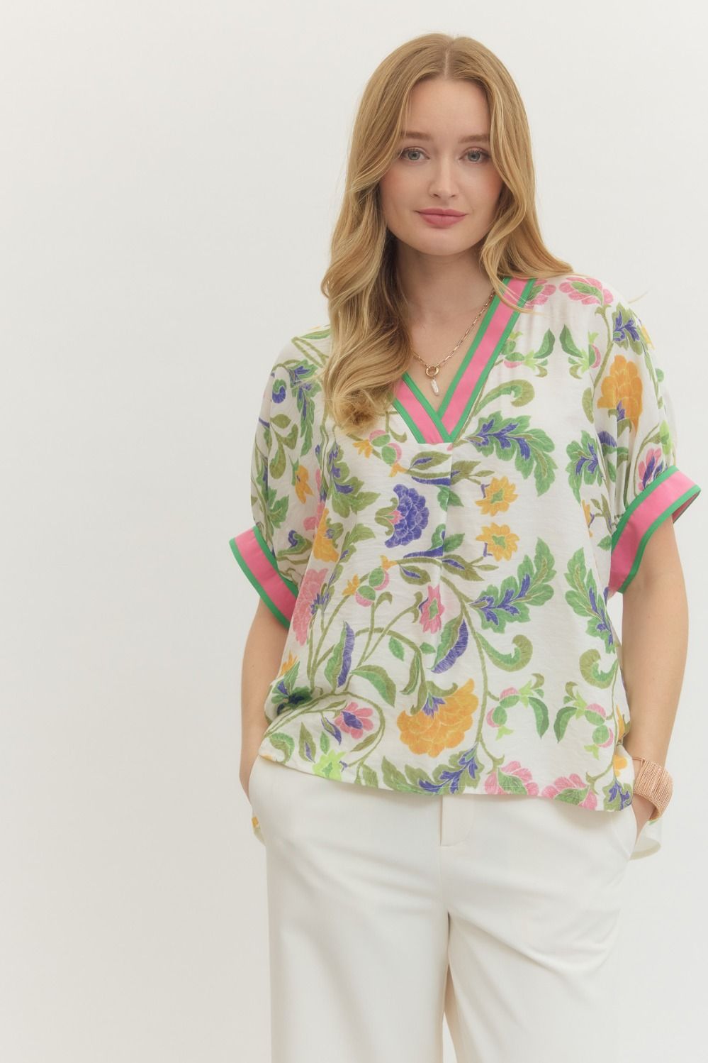 Floral Breeze Contrast Top