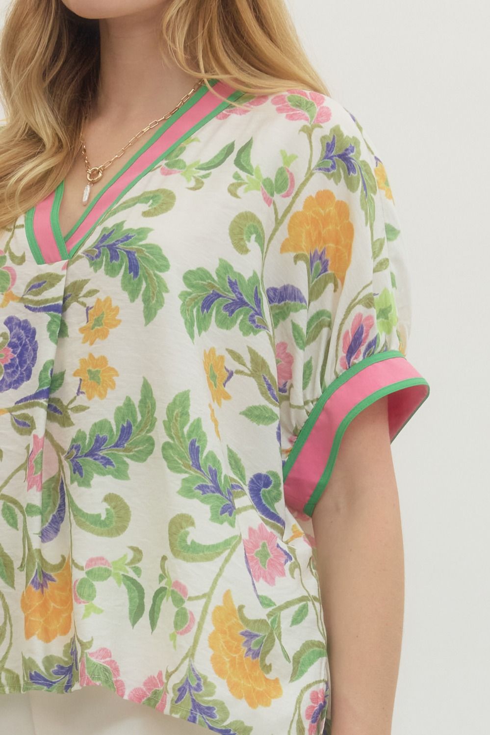 Floral Breeze Contrast Top