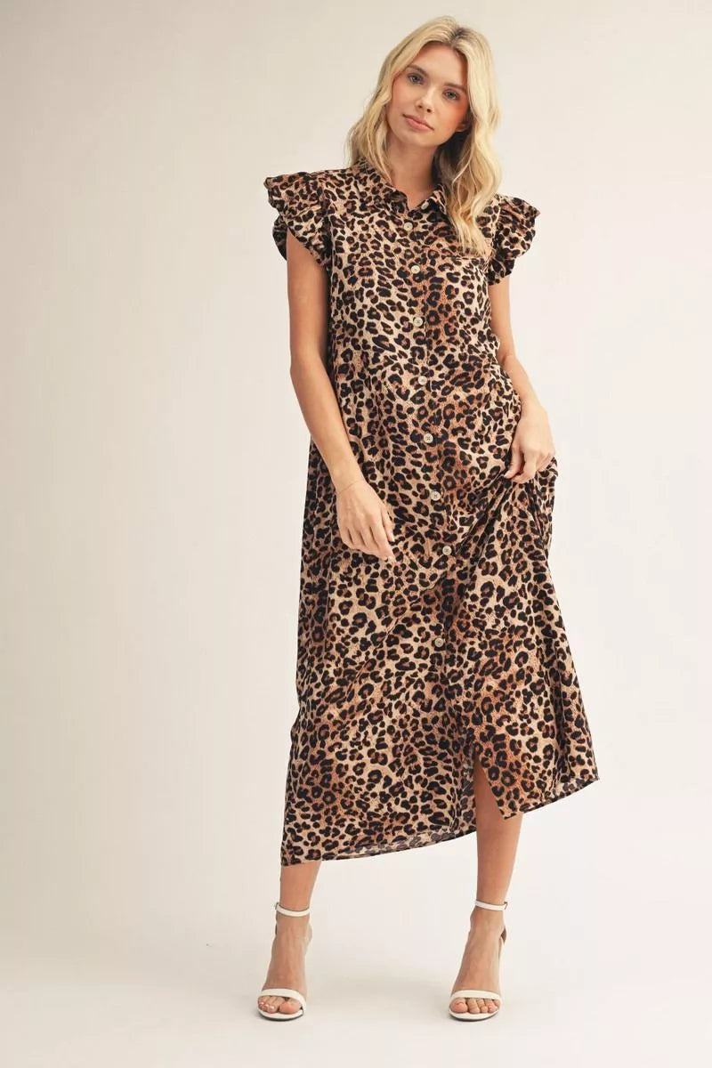 Leopard Button Down Mini Dress