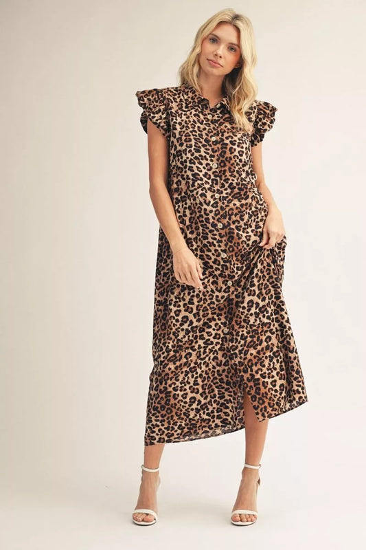 Leopard Button Down Mini Dress