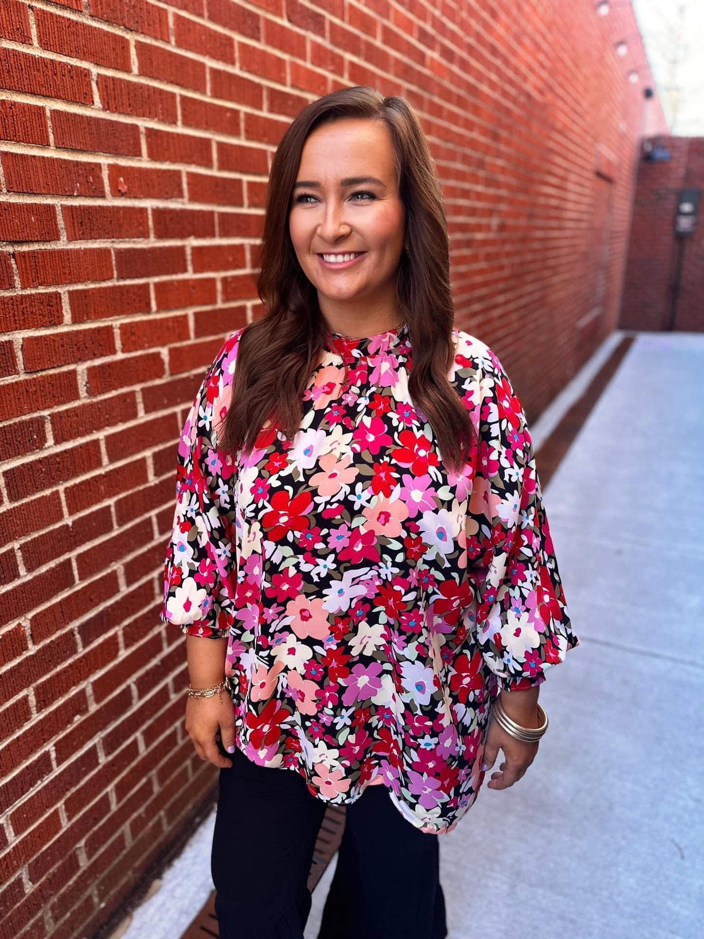 Floral 3/4 Sleeve Blouse - Live By K Boutique