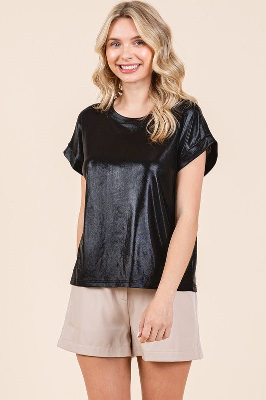 Metallic Short Sleeve Top - Live By K Boutique