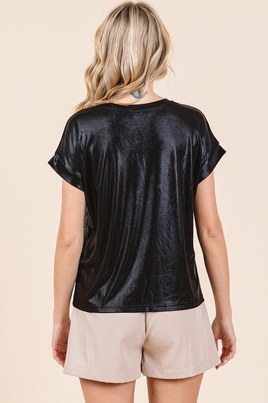 Metallic Short Sleeve Top - Live By K Boutique