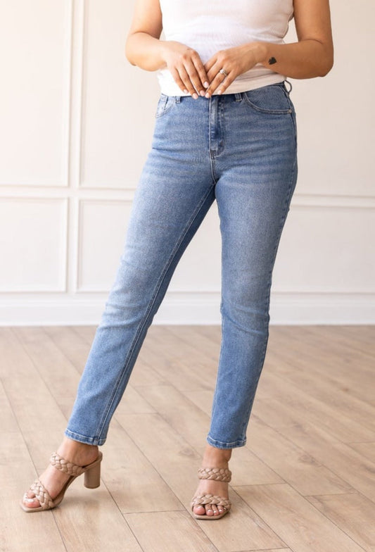 Mid Wash Skinny Jeans - Live By K Boutique