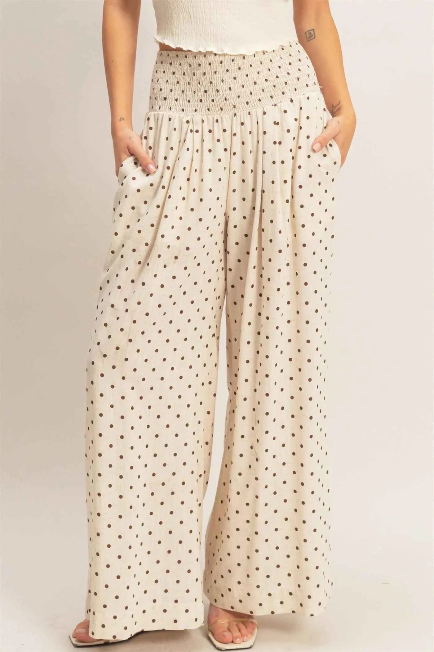 Women's Polka Dot Wide Leg Pants