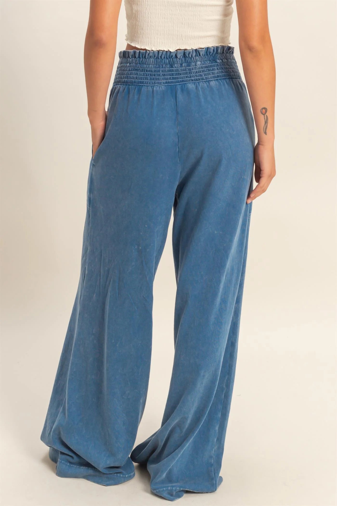 Washed Indigo Wide-Leg Lounge Pants – Denim Look, Ultimate Comfort
