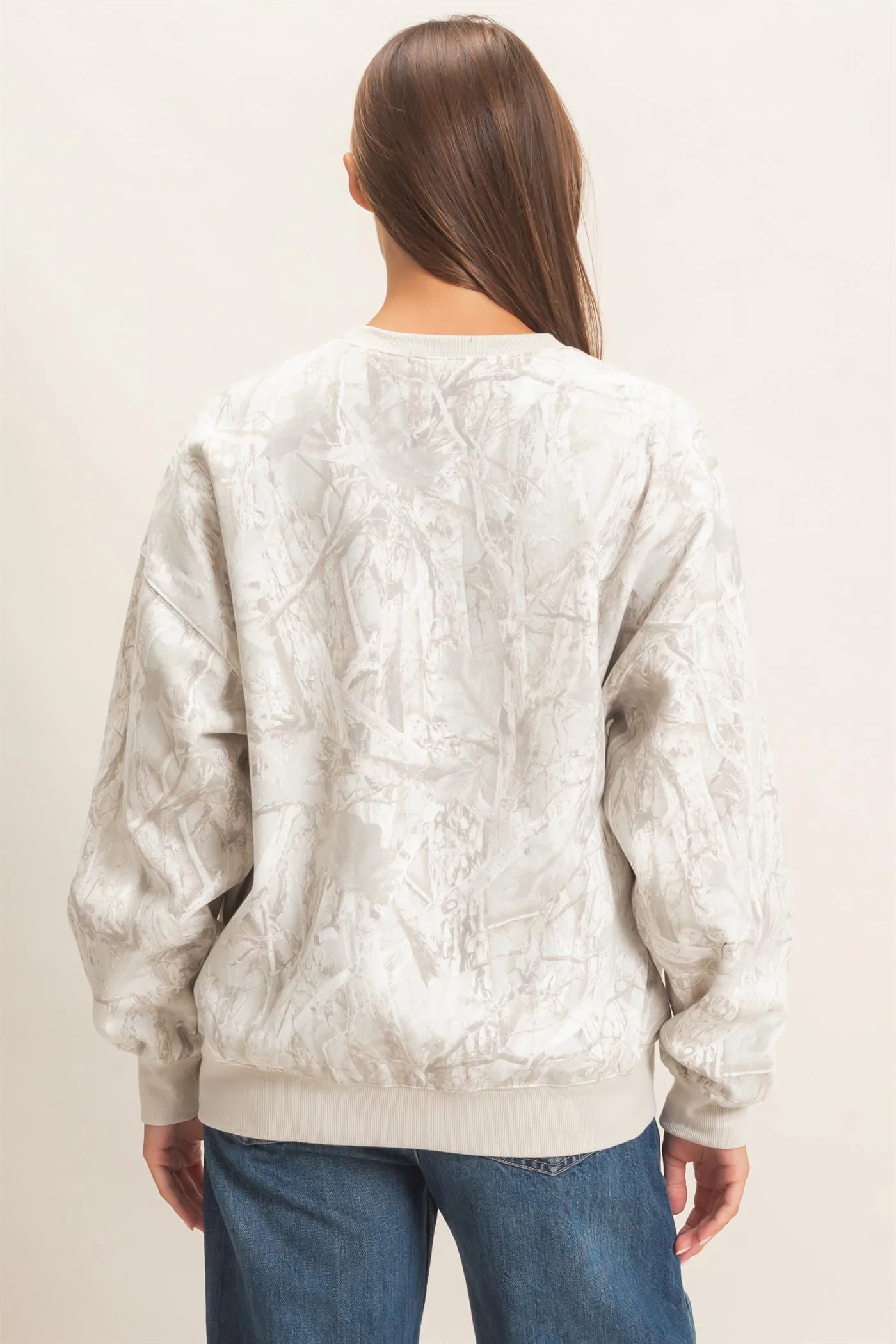Gray Tree Camouflage Fleece-Lined Sweatshirt